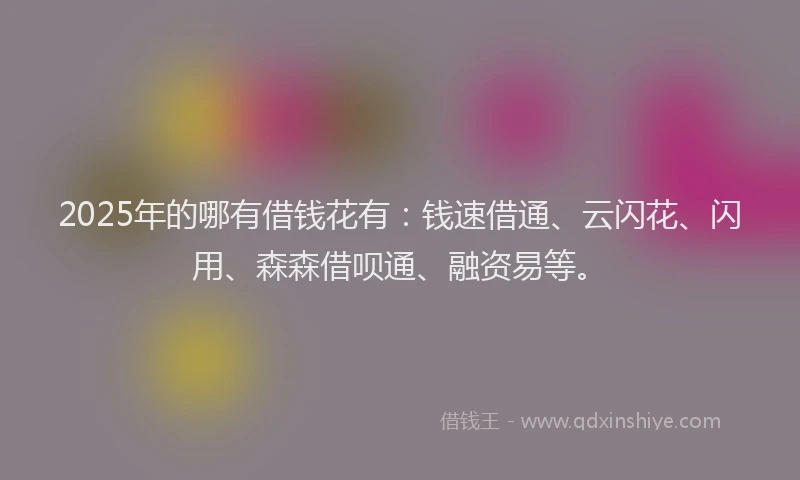 2025年的哪有借钱花有：钱速借通、云闪花、闪用、森森借呗通、融资易等。