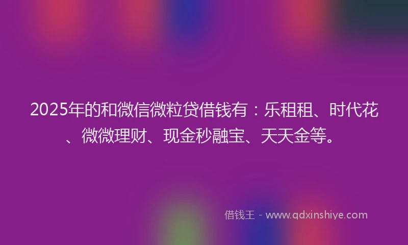 2025年的和微信微粒贷借钱有：乐租租、时代花、微微理财、现金秒融宝、天天金等。