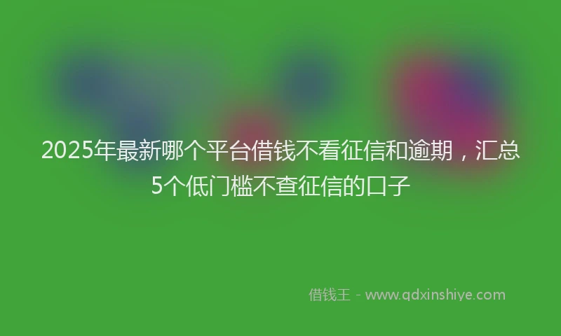 2025年最新哪个平台借钱不看征信和逾期，汇总5个低门槛不查征信的口子