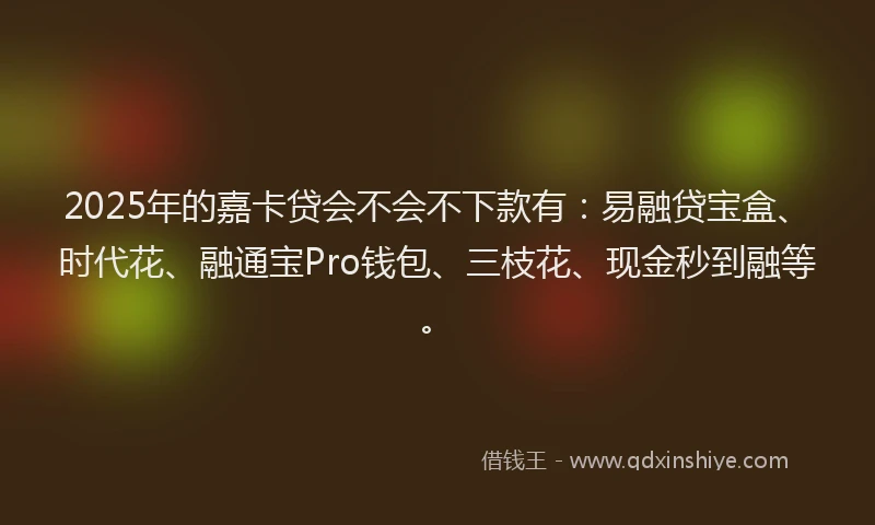 2025年的嘉卡贷会不会不下款有：易融贷宝盒、时代花、融通宝Pro钱包、三枝花、现金秒到融等。