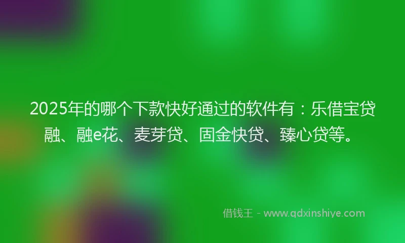 2025年的哪个下款快好通过的软件有：乐借宝贷融、融e花、麦芽贷、固金快贷、臻心贷等。