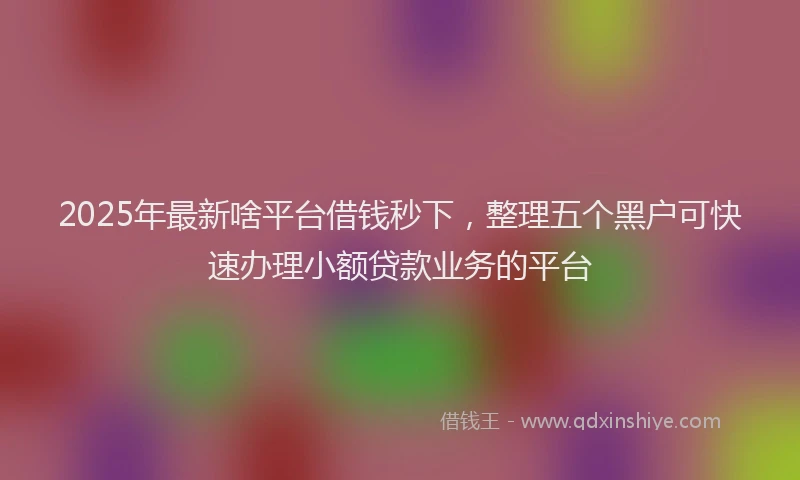 2025年最新啥平台借钱秒下，整理五个黑户可快速办理小额贷款业务的平台