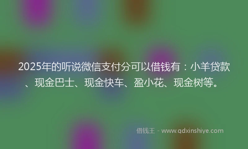 2025年的听说微信支付分可以借钱有：小羊贷款、现金巴士、现金快车、盈小花、现金树等。