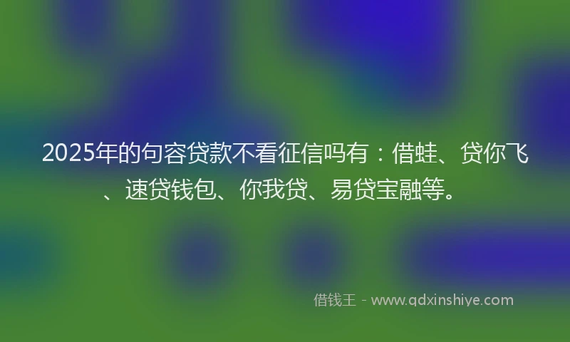 2025年的句容贷款不看征信吗有：借蛙、贷你飞、速贷钱包、你我贷、易贷宝融等。