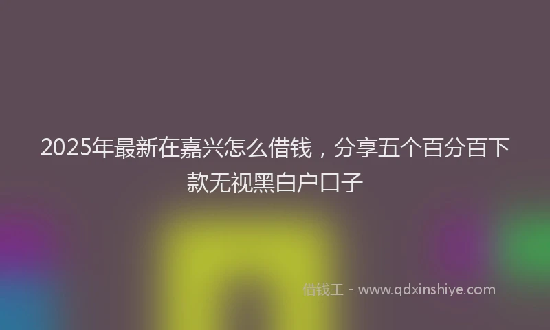 2025年最新在嘉兴怎么借钱，分享五个百分百下款无视黑白户口子