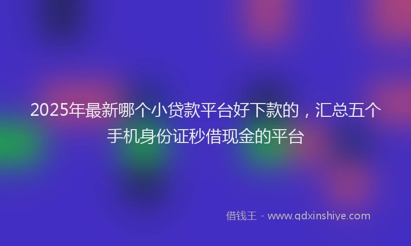 2025年最新哪个小贷款平台好下款的，汇总五个手机身份证秒借现金的平台