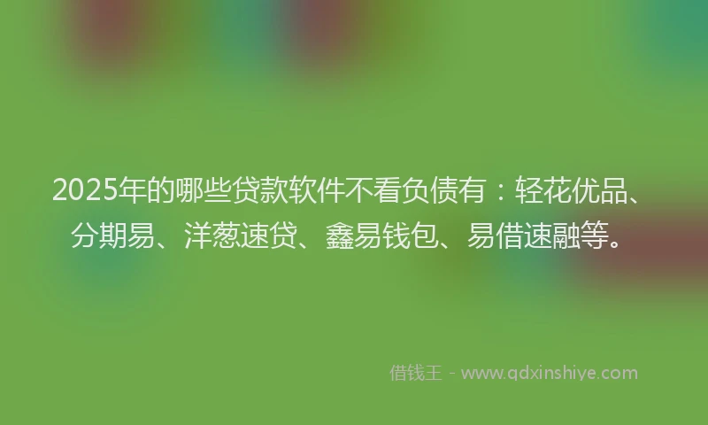 2025年的哪些贷款软件不看负债有：轻花优品、分期易、洋葱速贷、鑫易钱包、易借速融等。