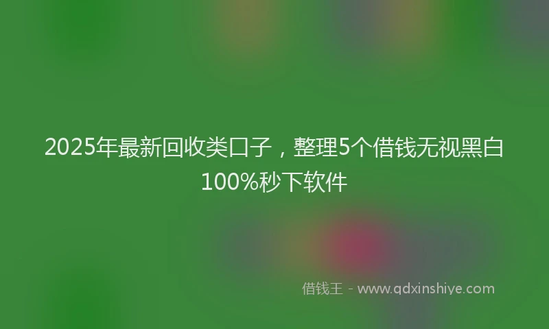 2025年最新回收类口子，整理5个借钱无视黑白100%秒下软件