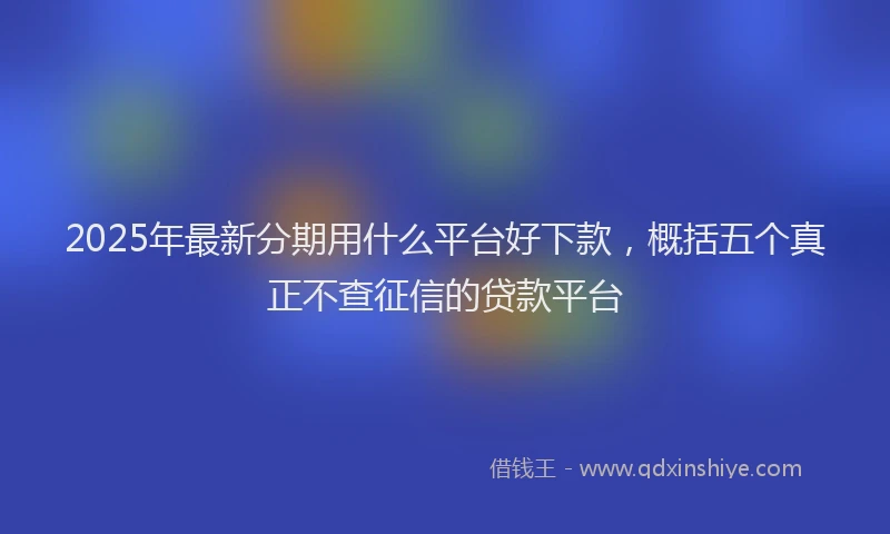 2025年最新分期用什么平台好下款，概括五个真正不查征信的贷款平台