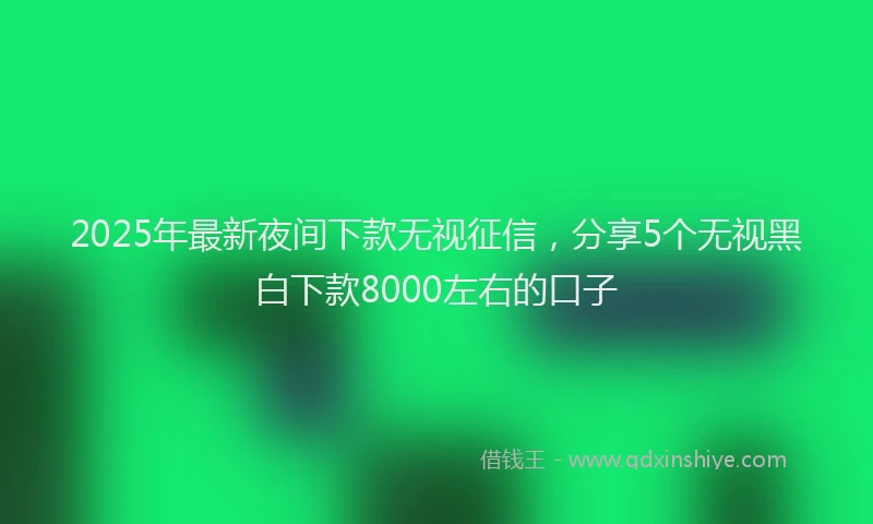 2025年最新夜间下款无视征信，分享5个无视黑白下款8000左右的口子
