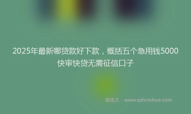 2025年最新哪贷款好下款，概括五个急用钱5000快审快贷无需征信口子
