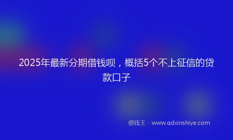 2025年最新分期借钱呗，概括5个不上征信的贷款口子
