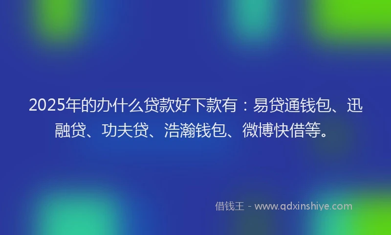 2025年的办什么贷款好下款有：易贷通钱包、迅融贷、功夫贷、浩瀚钱包、微博快借等。