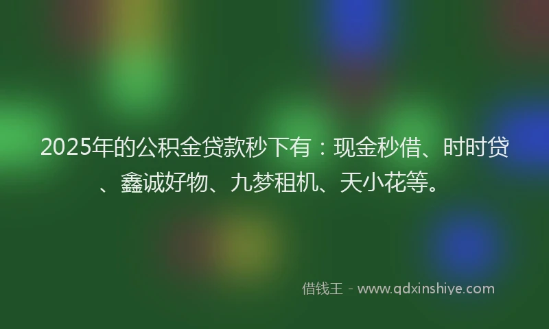 2025年的公积金贷款秒下有：现金秒借、时时贷、鑫诚好物、九梦租机、天小花等。