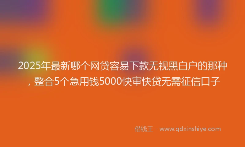 2025年最新哪个网贷容易下款无视黑白户的那种，整合5个急用钱5000快审快贷无需征信口子