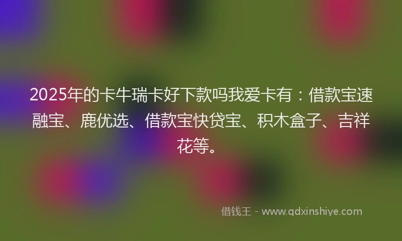 2025年的卡牛瑞卡好下款吗我爱卡有：借款宝速融宝、鹿优选、借款宝快贷宝、积木盒子、吉祥花等。