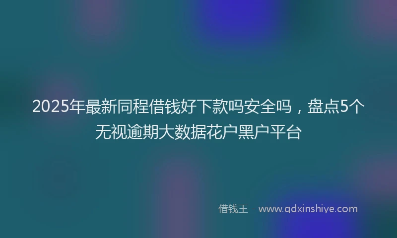 2025年最新同程借钱好下款吗安全吗，盘点5个无视逾期大数据花户黑户平台