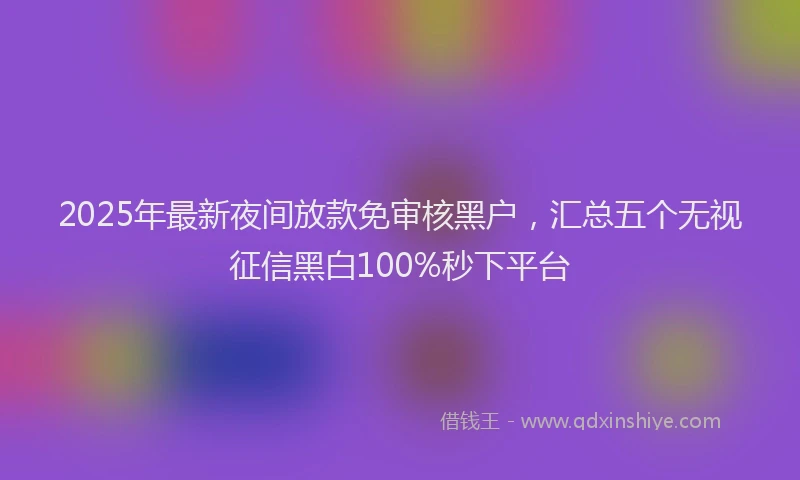 2025年最新夜间放款免审核黑户，汇总五个无视征信黑白100%秒下平台