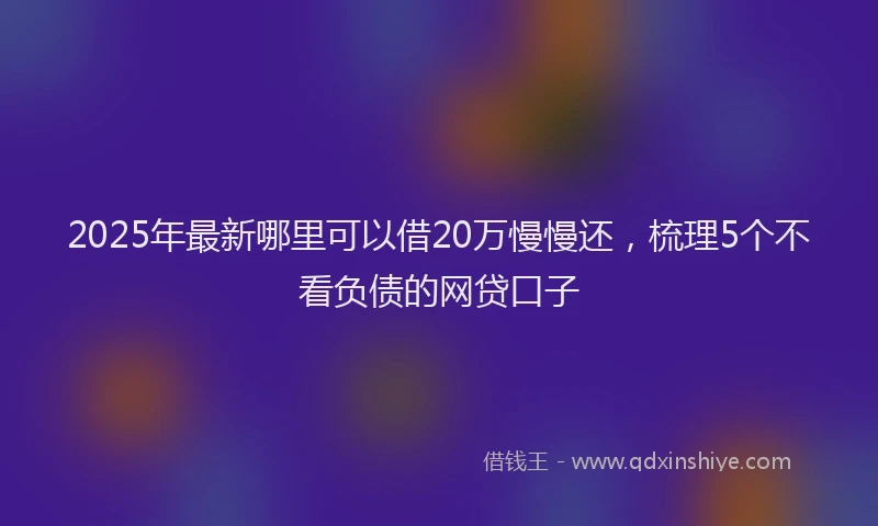 2025年最新哪里可以借20万慢慢还，梳理5个不看负债的网贷口子