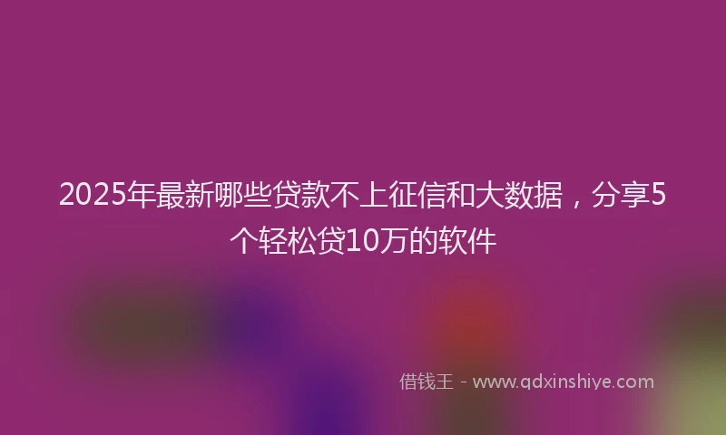 2025年最新哪些贷款不上征信和大数据，分享5个轻松贷10万的软件