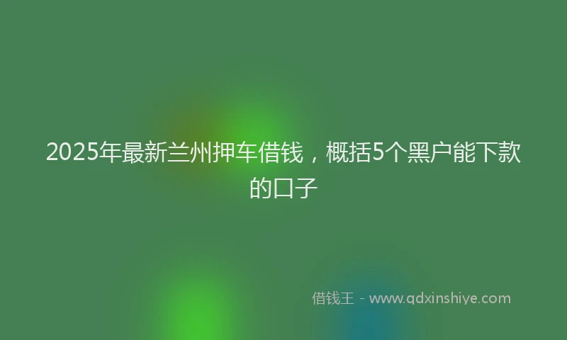 2025年最新兰州押车借钱，概括5个黑户能下款的口子