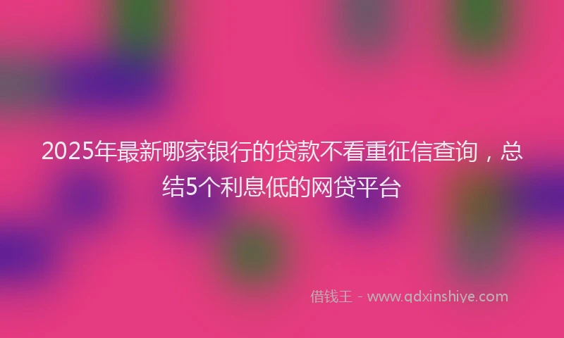 2025年最新哪家银行的贷款不看重征信查询，总结5个利息低的网贷平台