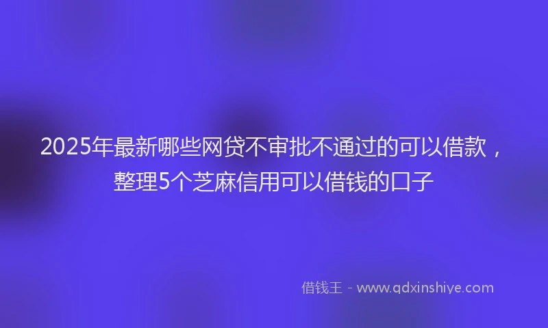 2025年最新哪些网贷不审批不通过的可以借款，整理5个芝麻信用可以借钱的口子