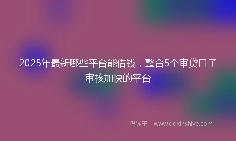 2025年最新哪些平台能借钱，整合5个审贷口子审核加快的平台