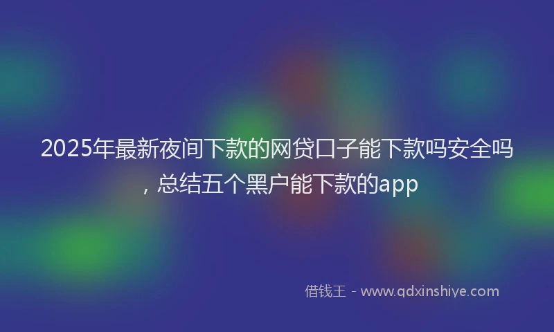 2025年最新夜间下款的网贷口子能下款吗安全吗，总结五个黑户能下款的app