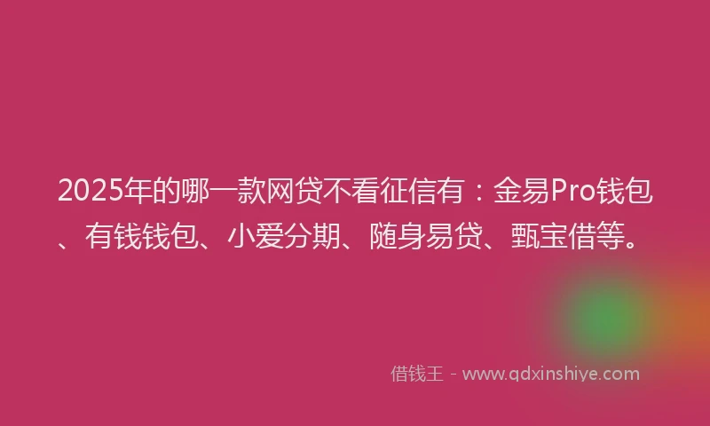 2025年的哪一款网贷不看征信有：金易Pro钱包、有钱钱包、小爱分期、随身易贷、甄宝借等。