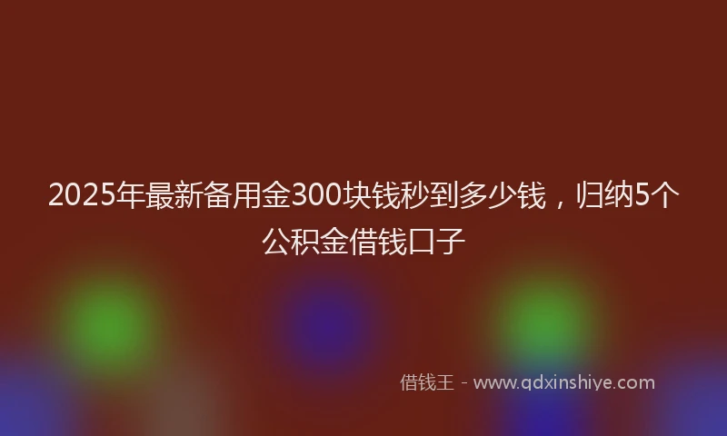 2025年最新备用金300块钱秒到多少钱，归纳5个公积金借钱口子
