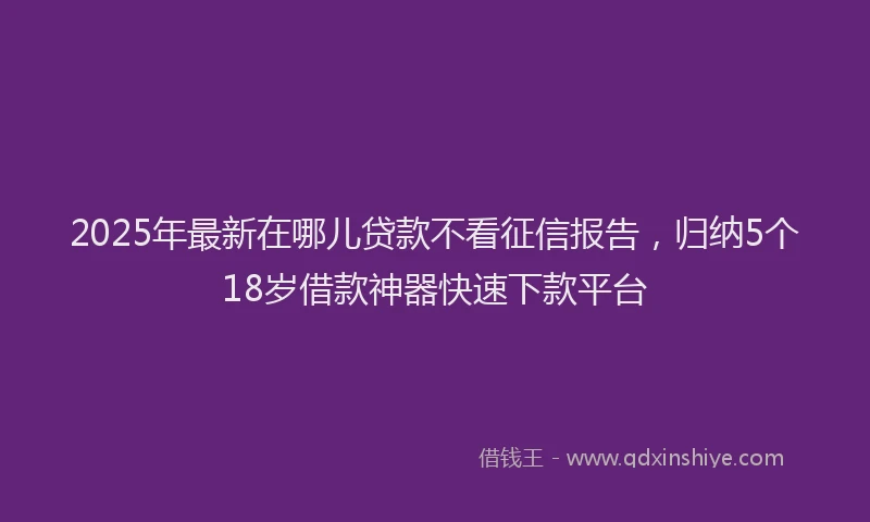2025年最新在哪儿贷款不看征信报告，归纳5个18岁借款神器快速下款平台