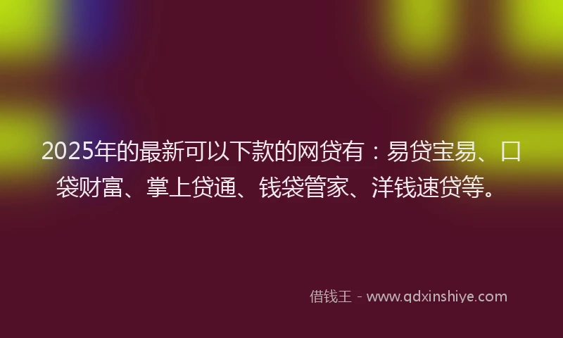 2025年的最新可以下款的网贷有：易贷宝易、口袋财富、掌上贷通、钱袋管家、洋钱速贷等。