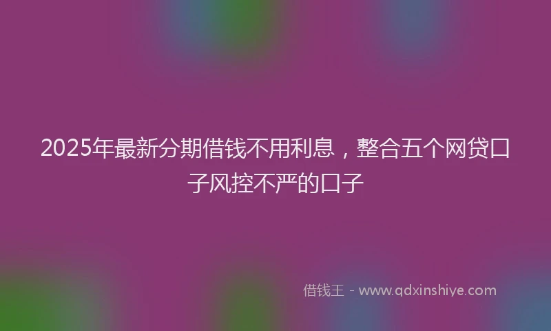 2025年最新分期借钱不用利息，整合五个网贷口子风控不严的口子