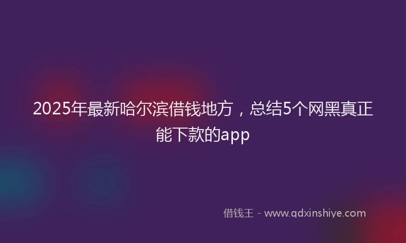 2025年最新哈尔滨借钱地方，总结5个网黑真正能下款的app