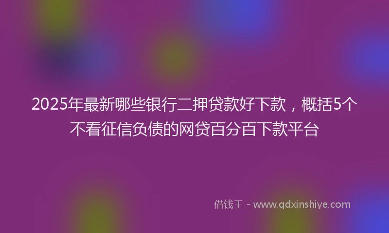 2025年最新哪些银行二押贷款好下款，概括5个不看征信负债的网贷百分百下款平台