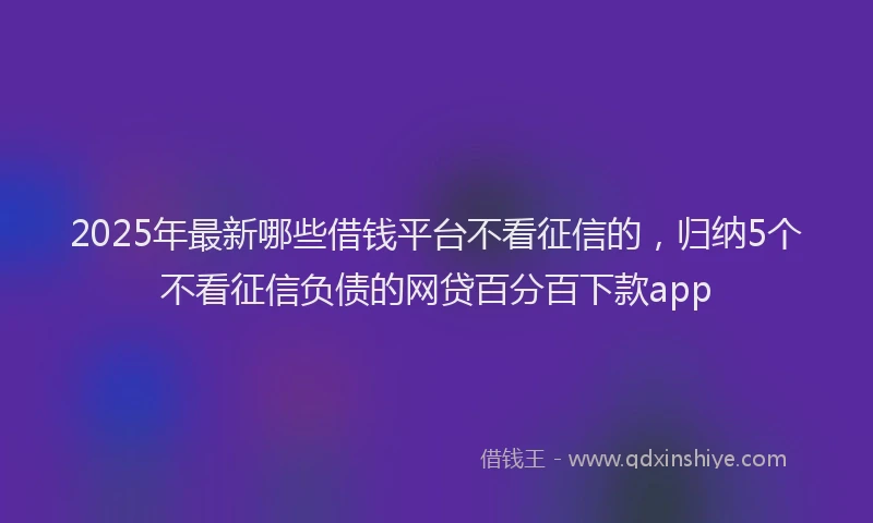 2025年最新哪些借钱平台不看征信的，归纳5个不看征信负债的网贷百分百下款app