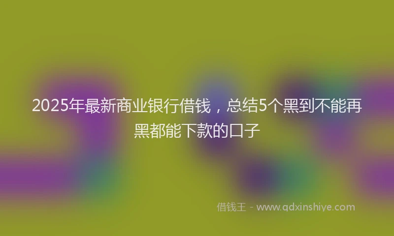2025年最新商业银行借钱，总结5个黑到不能再黑都能下款的口子