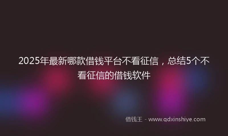 2025年最新哪款借钱平台不看征信，总结5个不看征信的借钱软件