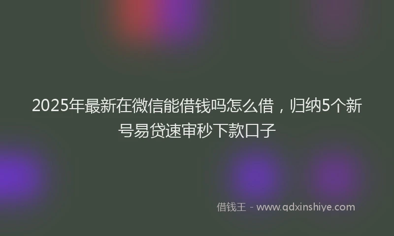 2025年最新在微信能借钱吗怎么借，归纳5个新号易贷速审秒下款口子
