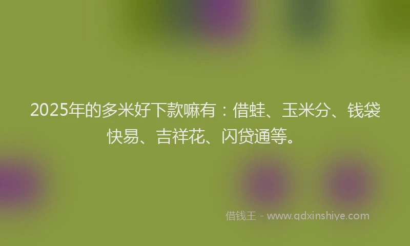 2025年的多米好下款嘛有：借蛙、玉米分、钱袋快易、吉祥花、闪贷通等。
