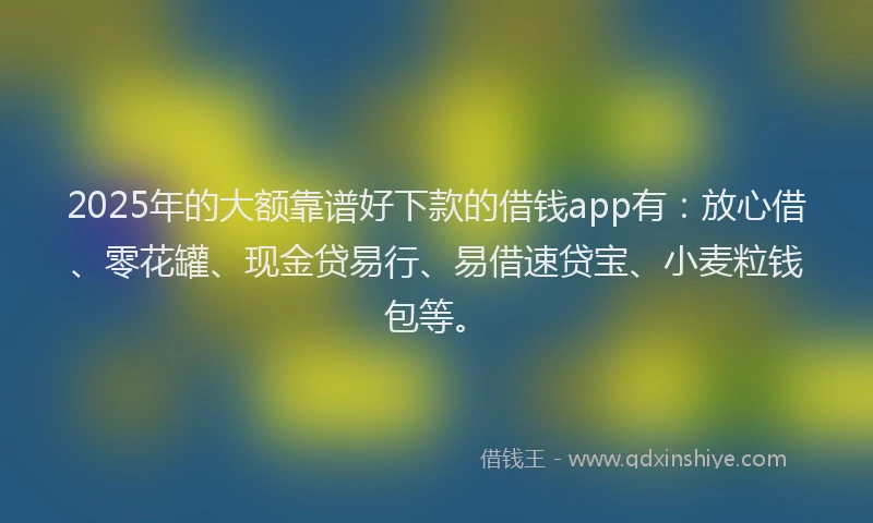 2025年的大额靠谱好下款的借钱app有：放心借、零花罐、现金贷易行、易借速贷宝、小麦粒钱包等。
