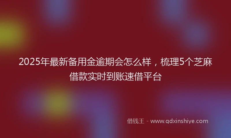 2025年最新备用金逾期会怎么样，梳理5个芝麻借款实时到账速借平台