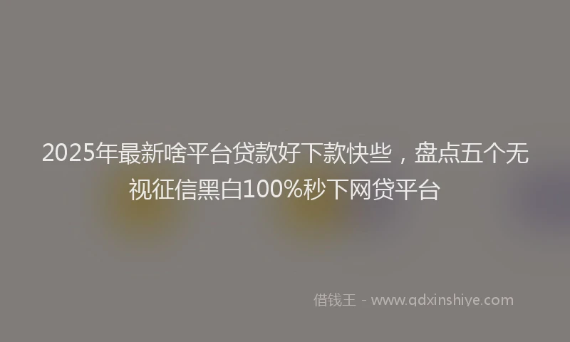 2025年最新啥平台贷款好下款快些，盘点五个无视征信黑白100%秒下网贷平台