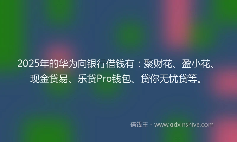 2025年的华为向银行借钱有：聚财花、盈小花、现金贷易、乐贷Pro钱包、贷你无忧贷等。