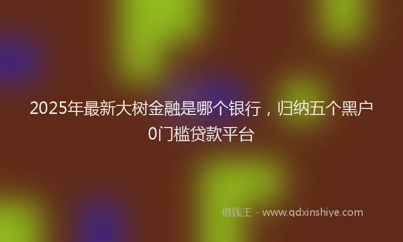 2025年最新大树金融是哪个银行，归纳五个黑户0门槛贷款平台