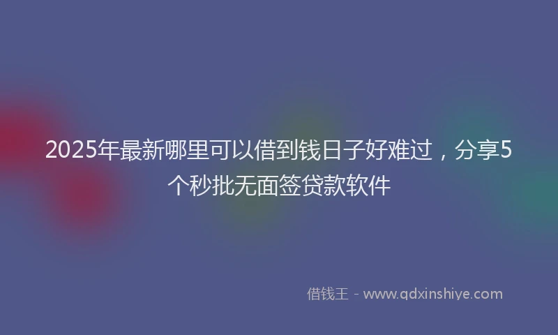 2025年最新哪里可以借到钱日子好难过，分享5个秒批无面签贷款软件
