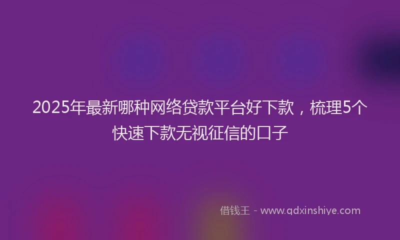 2025年最新哪种网络贷款平台好下款，梳理5个快速下款无视征信的口子