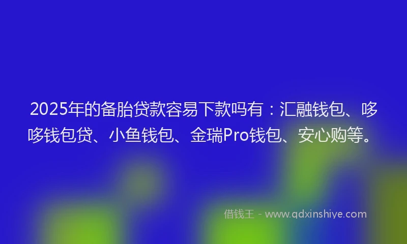 2025年的备胎贷款容易下款吗有：汇融钱包、哆哆钱包贷、小鱼钱包、金瑞Pro钱包、安心购等。