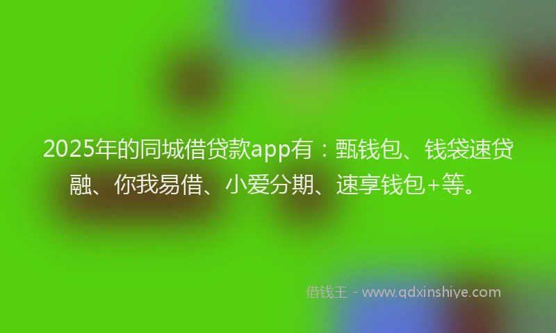 2025年的同城借贷款app有：甄钱包、钱袋速贷融、你我易借、小爱分期、速享钱包+等。